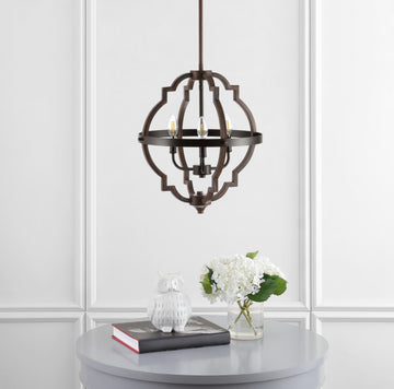 Ogee 16.75" Adjustable Iron Rustic Industrial LED Pendant - JONATHAN Y
